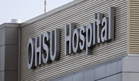 Signage is displayed outside the Oregon Health and Science University hospital in Portland, Oregon, on Jan. 23, 2024.