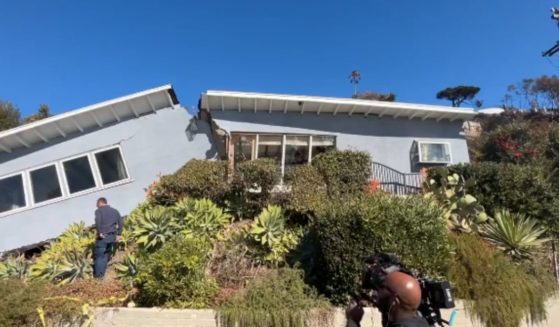 A house torn apart after 2024's LA wildfires. Mudslides have become a major hazard following the blazes.