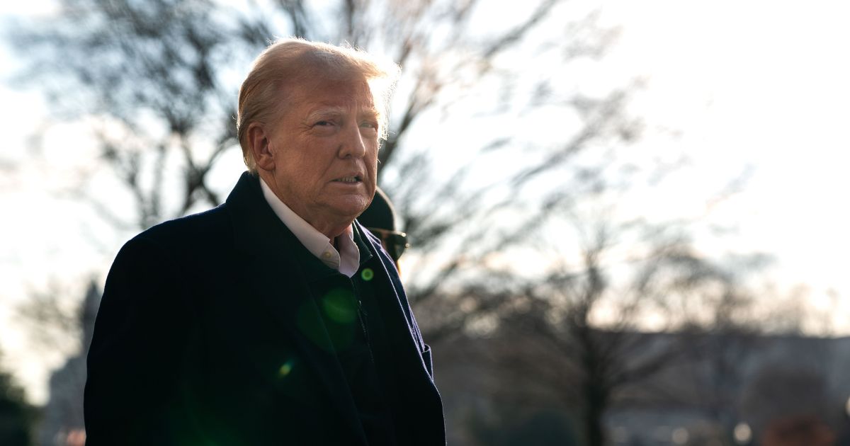 U.S. President Donald Trump speaks to members of the press as he and first lady Melania Trump prepare to depart the White House aboard Marine One on January 24, 2025 in Washington, DC.