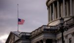 A flag is lowered to half-staff for the death of former U.S. President Jimmy Carter at the U.S. Capitol Building on January 2, 2025 in Washington, DC.