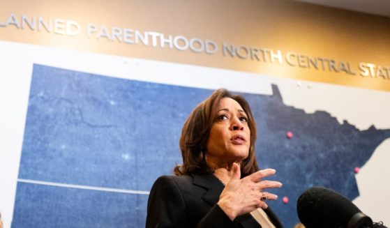 Vice President Kamala Harris speaks at a Planned Parenthood clinic in Saint Paul, Minnesota, on March 14.