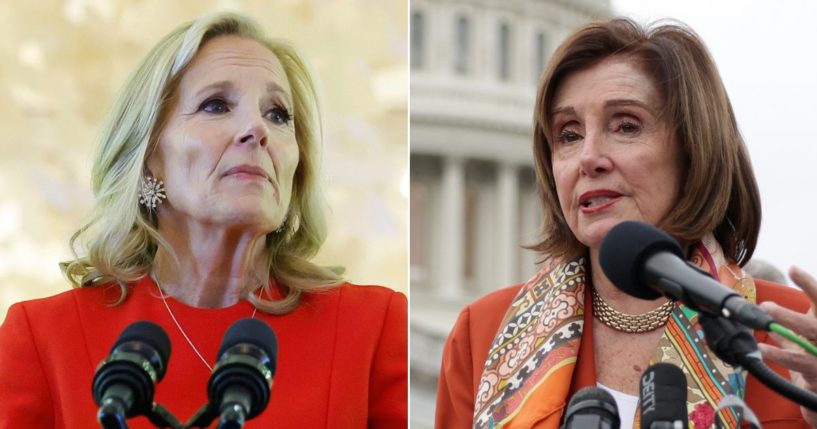 First lady Jill Biden, left, expressed disappointment with former House Speaker Nancy Pelosi and others over the treatment her husband, President Joe Biden, received from Democrats with whom they had been friends for nearly half a century, according to a Washington Post report.