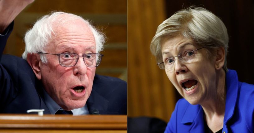 Sens. Bernie Sanders, left, and Elizabeth Warren, right, question HHS Secretary nominee Robert Kennedy Jr. during his Senate Finance Committee confirmation hearing at the Dirksen Senate Office Building in Washington, D.C.