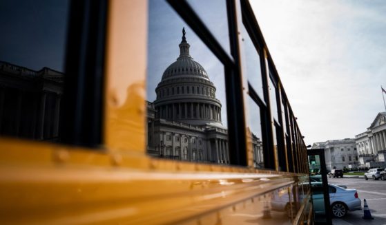 A school bus is parked near Capitol Hill in Washington, D.C., on Nov. 15, 2023.