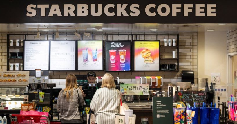 Customers order at a Starbucks in Manhattan Beach, California, on July 19.