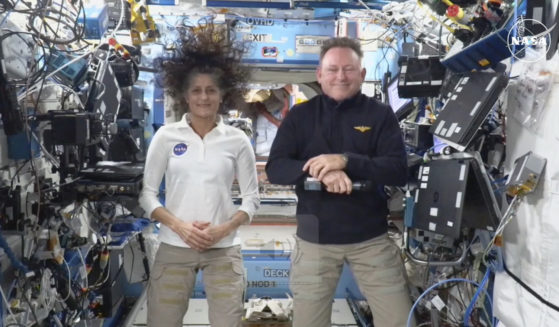 This image made from a live stream shows NASA astronauts Suni Williams and Butch Wilmore during a news conference from the International Space Station on Sept. 13, 2024.