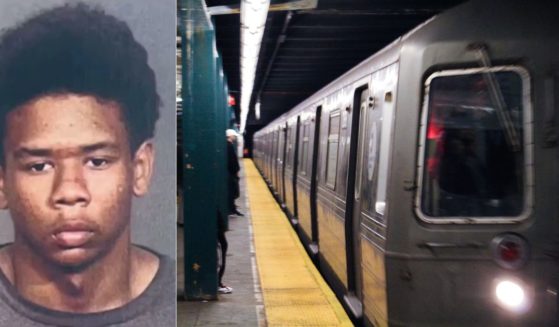 Kamel Hawkins is accused of pushing a man in front of an arriving subway train in New York City on Tuesday.