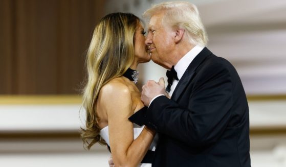 President Donald Trump, right, and first lady Melania Trump, left, dance together at the Commander in Chief Ball in Washington, D.C., on Monday.