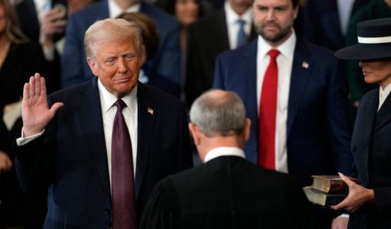 President-elect Donald Trump is sworn in as the 47th president of the United States in the Capitol Rotunda in Washington, D.C., on Monday.