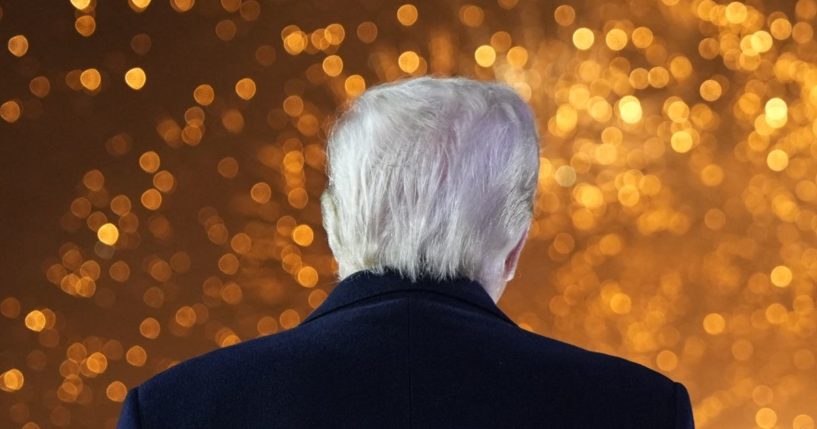 President-elect Donald Trump watches fireworks during a reception in his honor at Trump National Golf Club Washington D.C. in Sterling, Virginia, on Saturday.