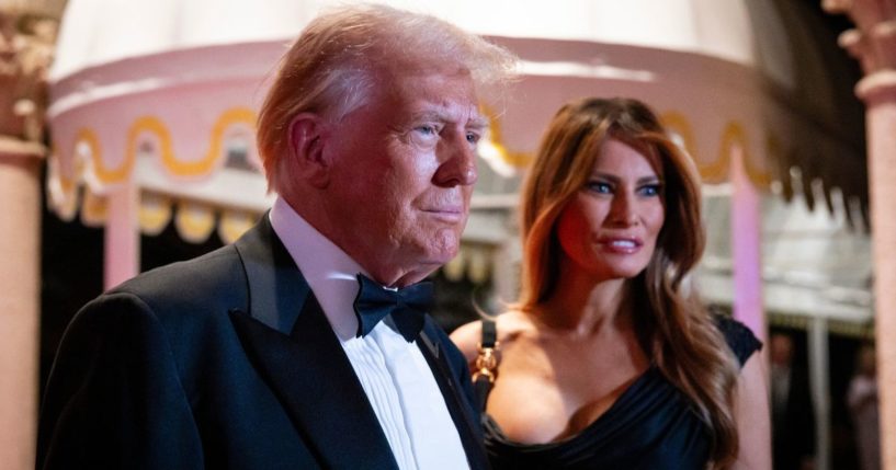 President-elect Donald Trump and his wife Melania Trump arrive at a New Year's Eve event at his Mar-A-Lago Club Tuesday in Palm Beach, Florida. Trump has announced a pre-inauguration party to be held in Washington, D.C. on the evening before his Jan. 20 swearing-in.