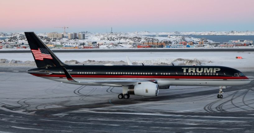 Trump Force One arrives in Nuuk, Greenland, on Tuesday.