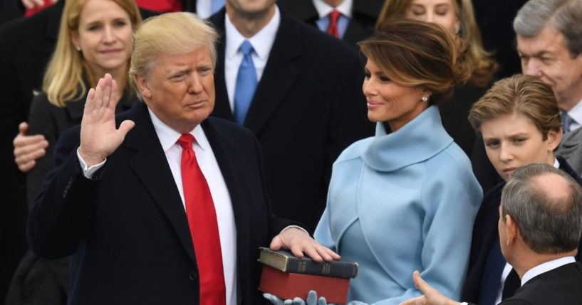 President-elect Donald Trump is sworn in as president in Washington, D.C., on Jan. 20, 2017.