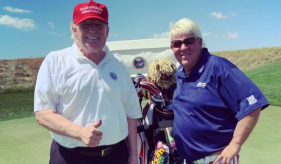 Golf legend John Daly, right, has been a supporter of President Donald Trump, left, since his first term, and Daly made sure to send him a message of support for his inauguration on Sunday.