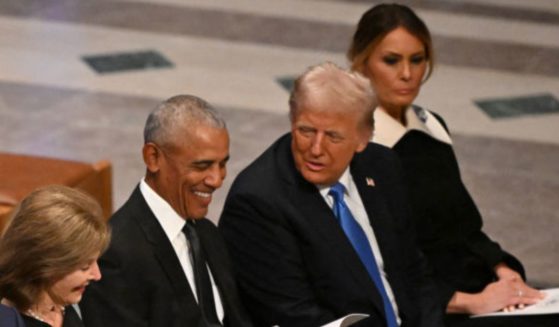 President George W. Bush, his wife Laura Bush, former President Barack Obama, President-elect Donald Trump and his wife Melania Trump attend the State Funeral Service for former US President Jimmy Carter at the Washington National Cathedral in Washington, DC, on January 9, 2025. (Photo by Mandel NGAN / AFP) (Photo by MANDEL NGAN/AFP via Getty Images)