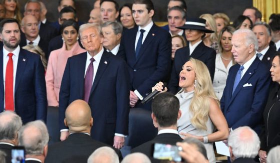 American singer and songwriter Carrie Underwood performs "America the Beautiful" after President Donald Trump was sworn in as the 47th President in the U.S. Capitol Rotunda in Washington, D.C., on January 20, 2025.