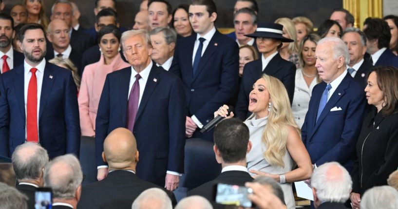 American singer and songwriter Carrie Underwood performs "America the Beautiful" after President Donald Trump was sworn in as the 47th President in the U.S. Capitol Rotunda in Washington, D.C., on January 20, 2025.