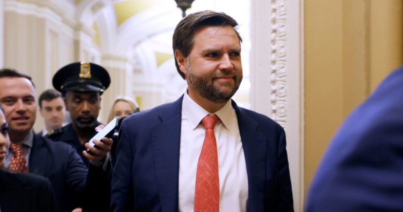 Vice President-elect U.S. Sen. JD Vance (R-OH) departs from the Senate chambers during a vote in the U.S. Capitol on Dec. 18, 2024 in Washington, D.C.