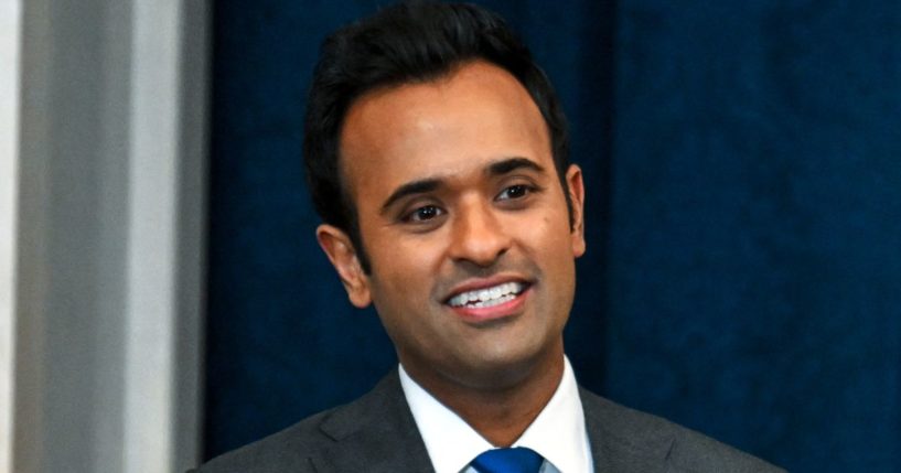 Vivek Ramaswamy arrives for the inauguration of President Donald Trump in the U.S. Capitol Rotunda in Washington, D.C., on Monday.