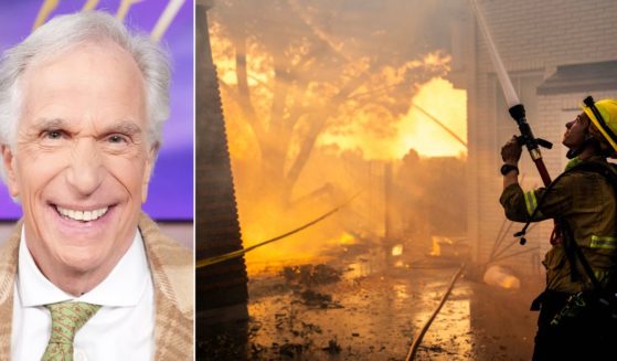 Actor Henry Winkler, left, stated what seems to be an obvious conclusion in a social media post, as firefighters battle multiple blazes across greater Los Angeles that have claimed 10 lives and 10,000 structures.