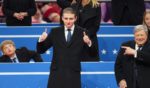 Baron Trump (L) and Viktor Knavs attend an indoor inauguration parade at Capital One Arena on January 20, 2025 in Washington, DC.