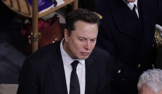 Tesla and SpaceX CEO Elon Musk (C) looks on inside Notre-Dame Cathedral during a ceremony to mark the re-opening of the landmark cathedral, in central, Paris on December 7, 2024.