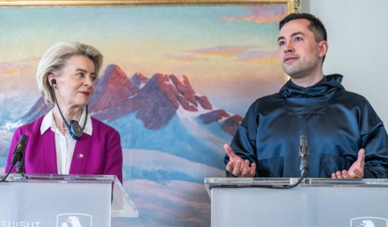 (L-R) European Commission President Ursula von der Leyen and Greenlandic Prime Minister Mute B Egede address a press conference after signing an agreement on the opening of the European Commission's new office in Nuuk, Greenland, on March 15, 2024.