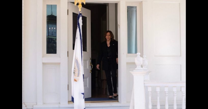 US Vice President and Democratic presidential nominee Kamala Harris arrives to speak at the Naval Observatory in Washington, DC, on October 23, 2024.