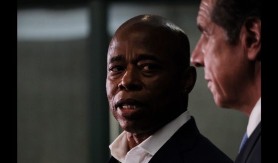 Then-Democratic nominee for New York City mayor, Eric Adams, joins former New York Governor Andrew Cuomo to hold a joint news conference in Brooklyn where the two leaders spoke on the rising rates of gun violence across the city on July 14, 2021 in New York City.