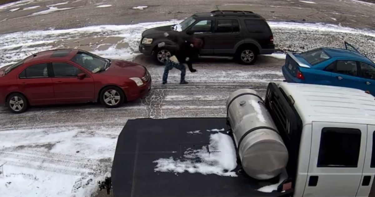 Road Raging Woman Smacking Quiet Guy, Ends up Airborne Split Second Later