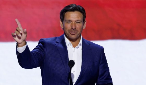 Florida Gov. Ron DeSantis speaks during preparations for the second day of the Republican National Convention at the Fiserv Forum on July 16, 2024 in Milwaukee, Wisconsin.