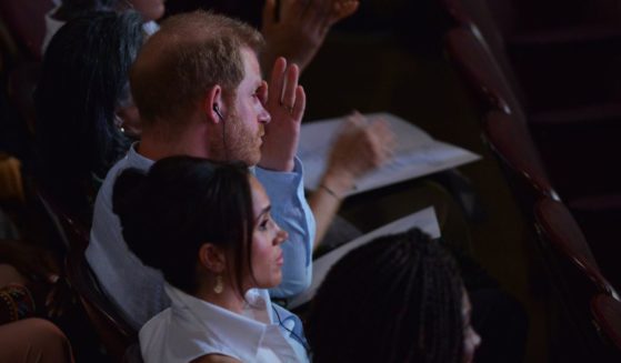 Prince Harry, Duke of Sussex, and Meghan, Duchess of Sussex are seen at the Afro Women and Power Forum at the Municipal Theater of Calid during a visit around Colombia on August 18, 2024 in Cali, Colombia.