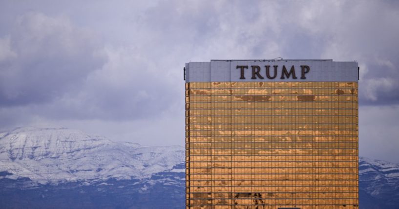 The Trump International Hotel Las Vegas ahead of Super Bowl LVIII in Las Vegas, Nevada on February 8, 2024.