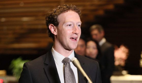 This photo taken on February 27, 2024 shows Mark Zuckerberg, head of US tech giant Meta, speaking to reporters at the Japanese prime minister's office during his visit to Tokyo.