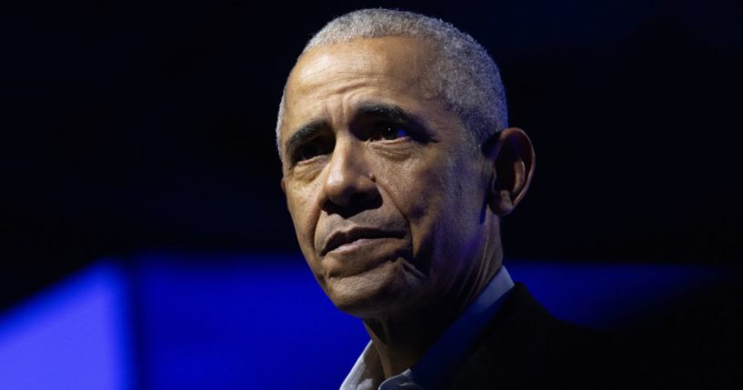 Former President Barack Obama addresses the Obama Foundation's 2024 Democracy Forum in Chicago, Illinois, on Dec. 5.