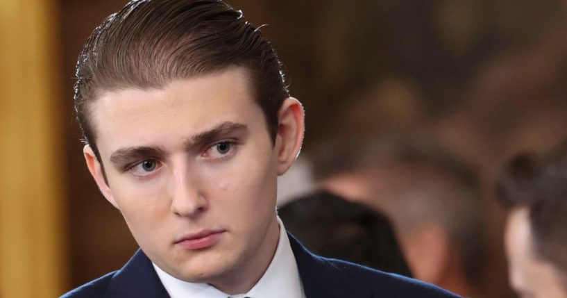 Barron Trump attends inauguration ceremonies in the U.S. Capitol Rotunda in Washington, D.C., on Jan. 20.