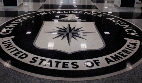 The CIA agency seal is pictured on the floor of the lobby at the CIA in Mclean, Virginia.