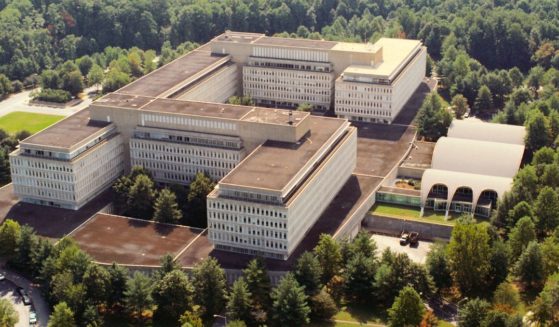 This stock image shows an aerial view of CIA headquarters in Langley, Virginia.