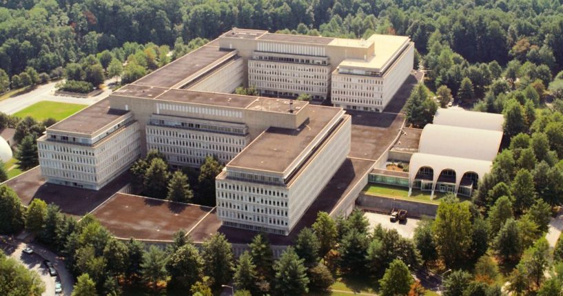 This stock image shows an aerial view of CIA headquarters in Langley, Virginia.