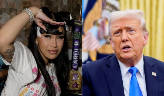 Rapper Cardi B, left, took to social media on Monday to bemoan the destruction of her $3,000 at the Super Bowl, because she claims Secret Service ruined them with heightened security due to President Donald Trump's, right, attendance.