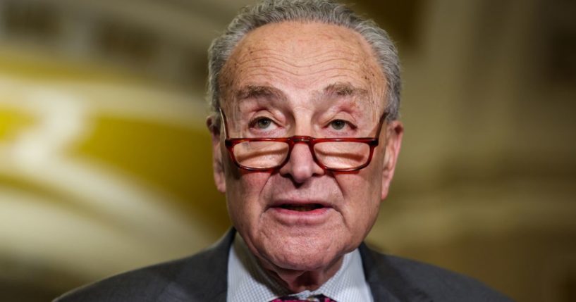 Senate Minority Leader Chuck Schumer speaks during a news conference following the Democrats weekly policy luncheon at the U.S. Capitol building in Washington, D.C., on Jan. 21.