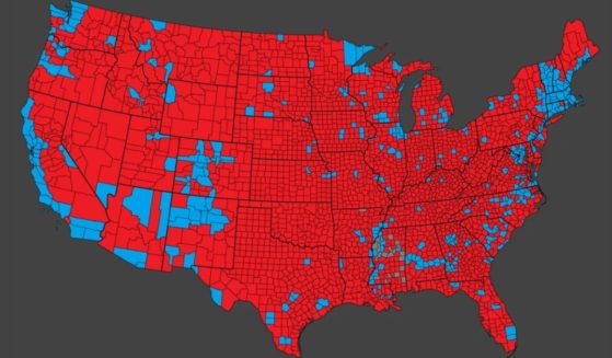 The following map shows the breakdown of the counties, Republican versus Democrat, across the U.S. for the 2024 presidential election.