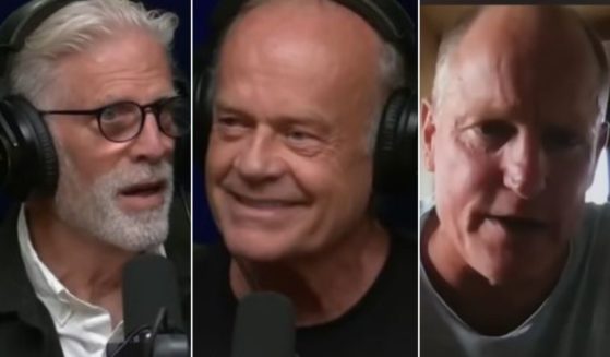 Kelsey Grammer, center, opened up to old "Cheers" cast mates Ted Danson, left, and Woody Harrelson about his journey to faith in Christ.