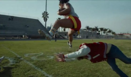 The commercial's female protagonist is able to outmaneuver, outjump and outrun every man on the playing field precisely because there is none of the physical contact that defines football.