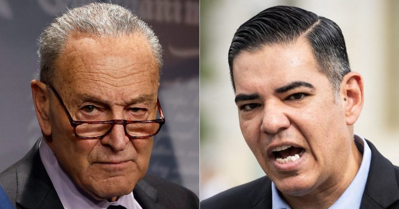 U.S. Attorney Ed Martin has written letters to Senate Minority Leader Chuck Schumer, left, and Rep. Robert Garcia, right, asking them to clarify their threatening language as a part of 