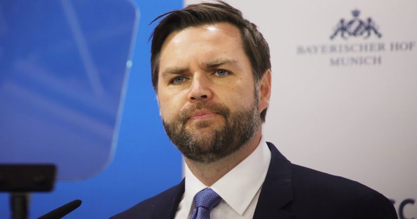 Vice President J.D. Vance speaks during the 61st Munich Security Conference in Munich, Germany, on Friday.