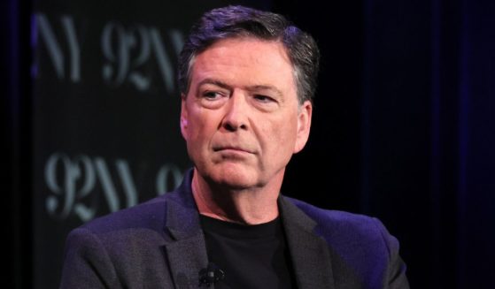 Former FBI Director James Comey is interviewed by Nicolle Wallace in New York City on May 30, 2023.