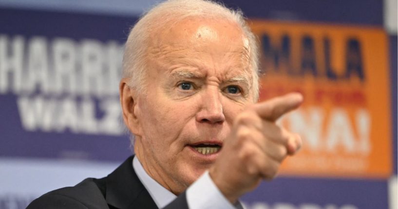 Then-President Joe Biden speaks during a Laborers' International Union of North America Get Out the Vote" kick-off event in Pittsburgh, Pennsylvania, on Oct. 26.