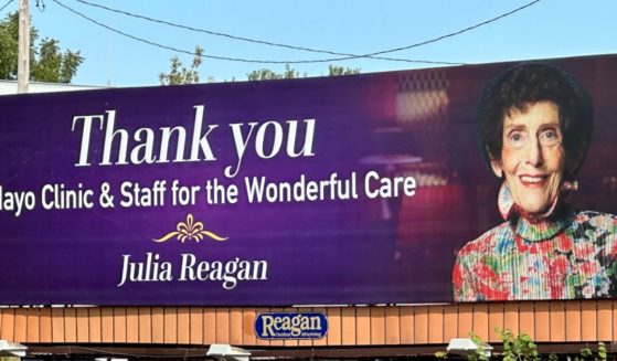 A billboard honoring Julia Reagan, who died on June 12, 2024.