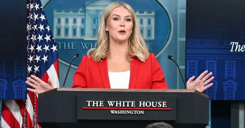 White House press secretary Karoline Leavitt speaks to reporters during a media briefing at the White House in Washington, D.C., on Tuesday.